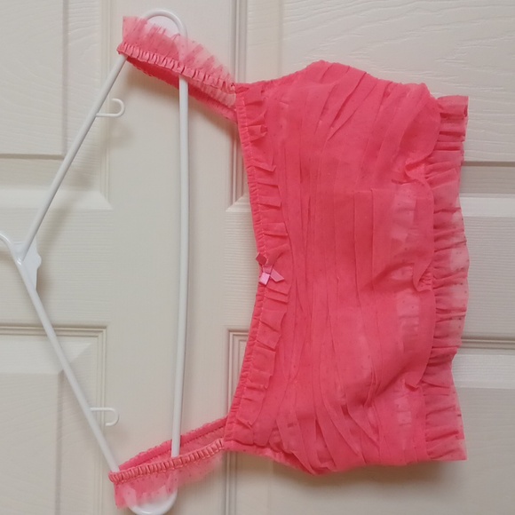 For Love & Lemons Neon Coral Vixen Swiss Dot Bralette Top ** SZ S - Picture 3 of 7